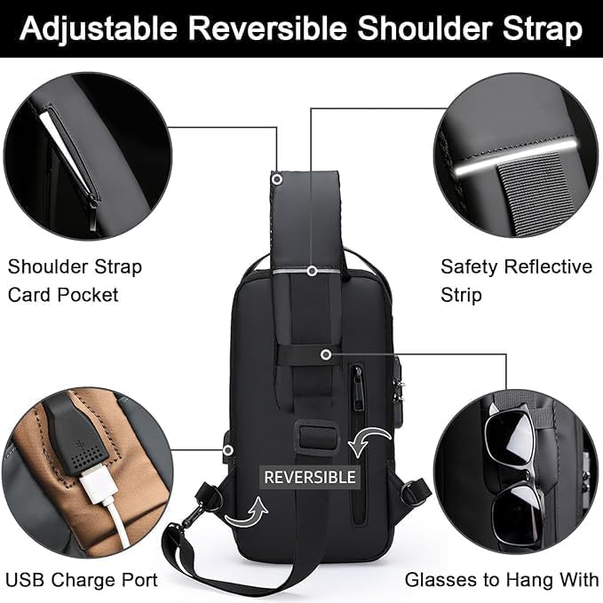 Anti-Theft Cross Body Bag With USB Charging