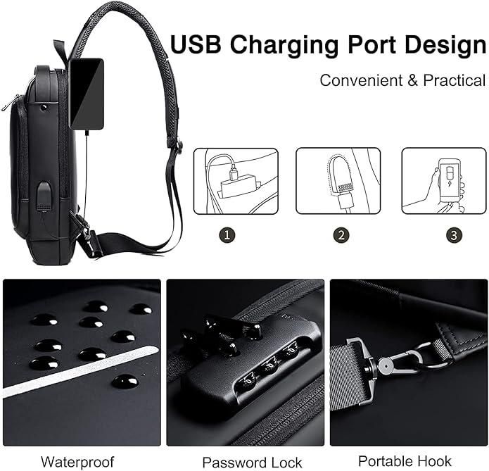 Anti-Theft Cross Body Bag With USB Charging